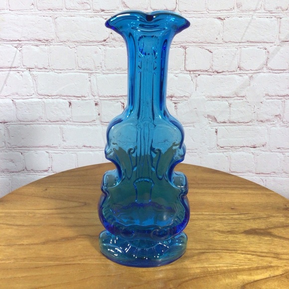 Vintage Imperial Glass Blue Violin Cello Vase - Picture 4 of 8